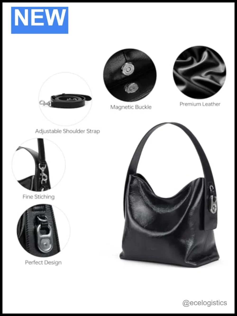 Leather Hobo Bag Crossbody Shoulder Tote Satchel Adjustable Strap Purse